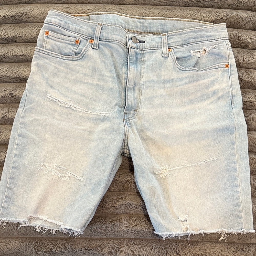 Levi's Light Blue Distressed Jean Shorts